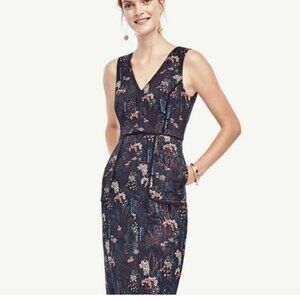 Ann Taylor floral jacquard sheath dress size 4 petite